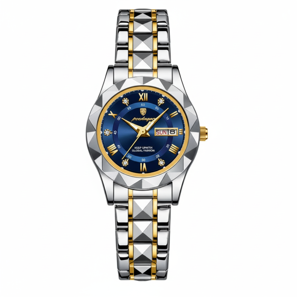 Blue dial two-tone luxury watch
