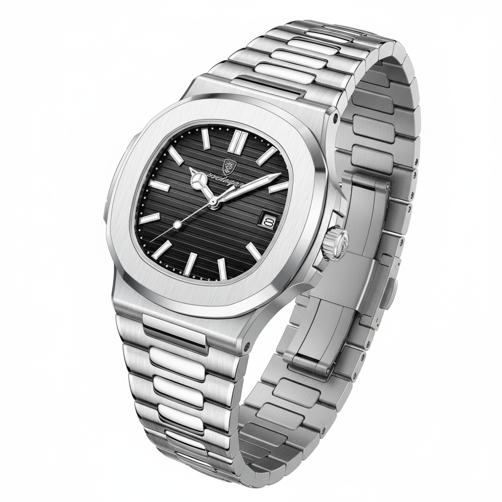 POEDAGAR watch black dial on white background