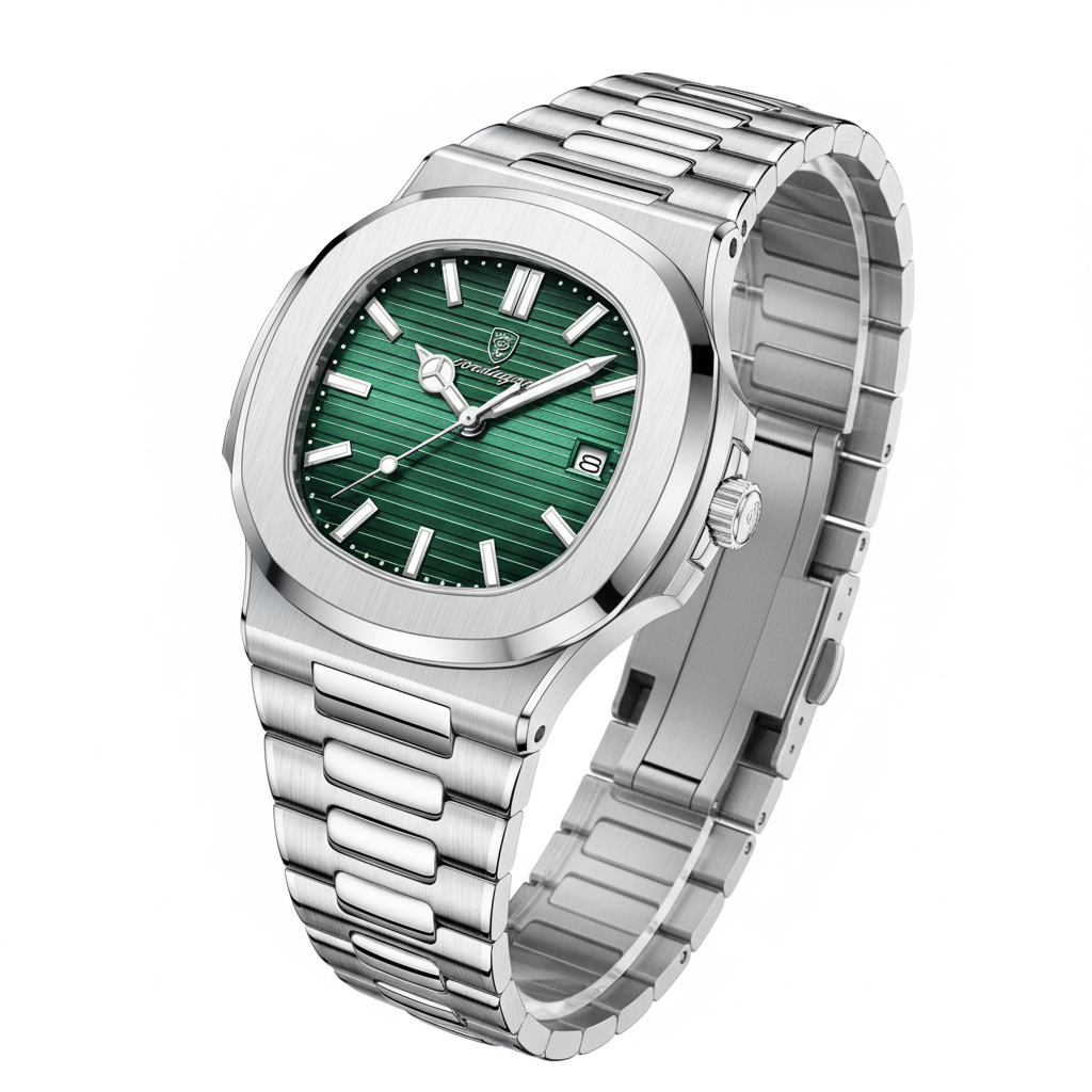 POEDAGAR watch green dial on white background