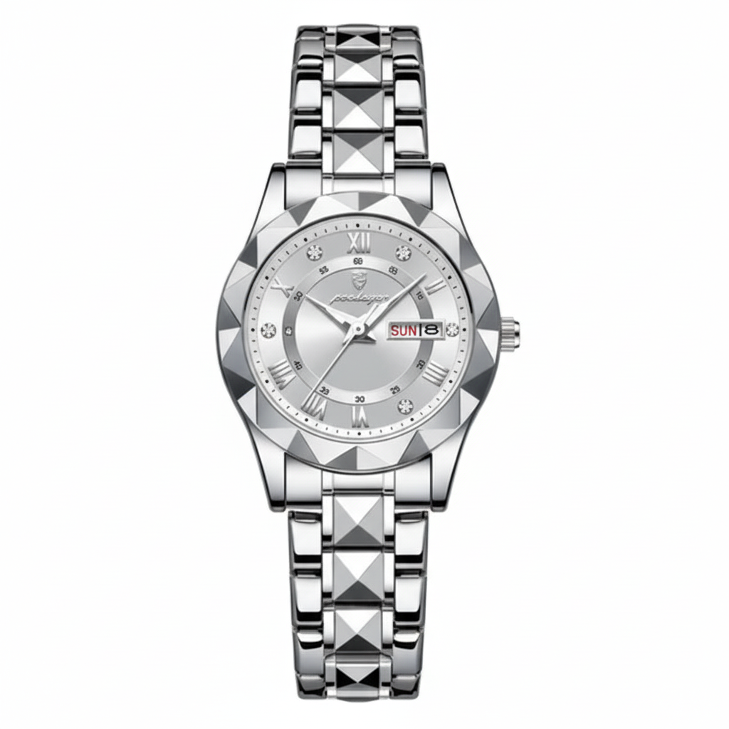 Silver dial luxury watch